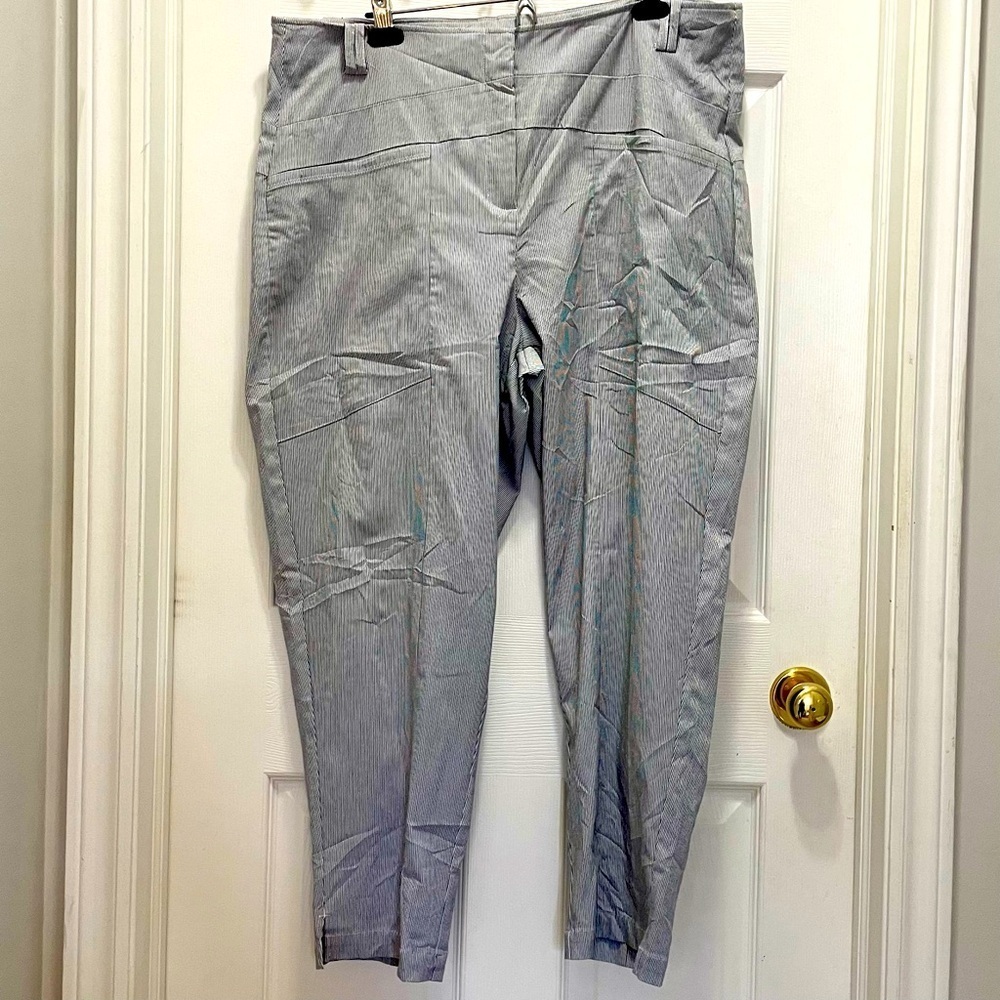 New Habitat blue & white striped zip up cropped pants Size XL